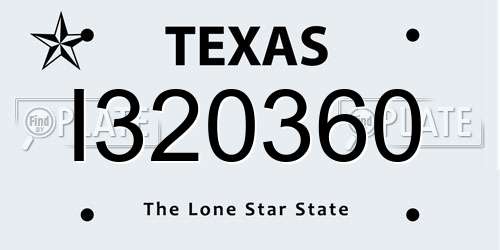 I320360 Texas License Plate