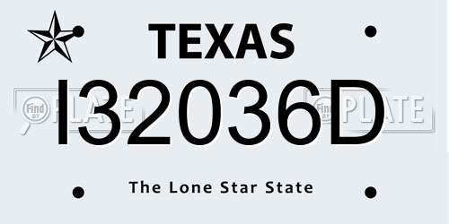 I32036D Texas License Plate