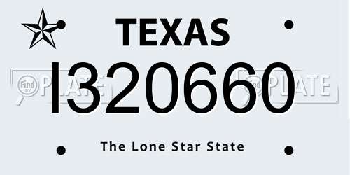I320660 Texas License Plate