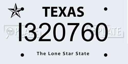 I320760 Texas License Plate
