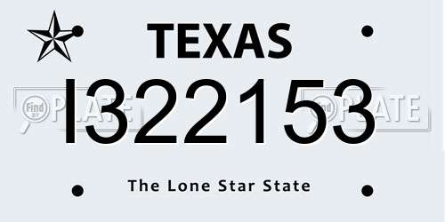 I322153 Texas License Plate