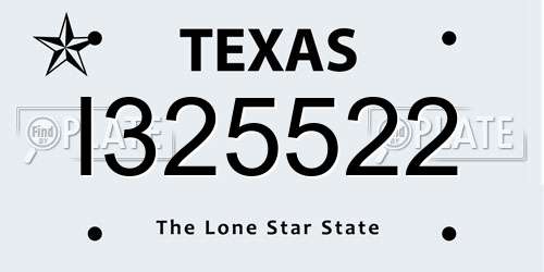 I325522 Texas License Plate