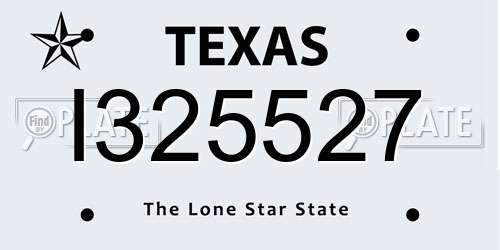 I325527 Texas License Plate