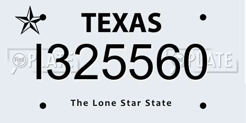 I325560 Texas License Plate