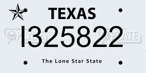 I325822 Texas License Plate