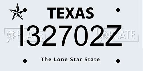 I32702Z Texas License Plate