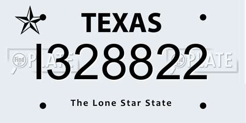 I328822 Texas License Plate