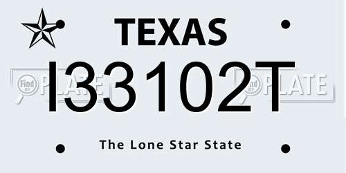 I33102T Texas License Plate
