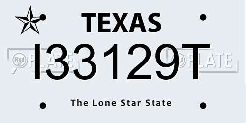 I33129T Texas License Plate