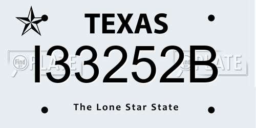 I33252B Texas License Plate
