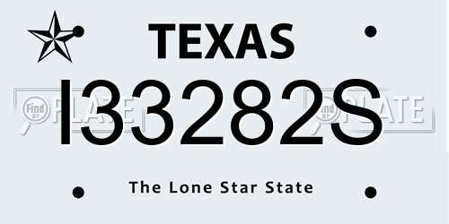 I33282S Texas License Plate