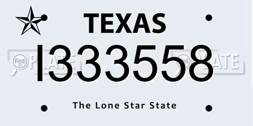 I333558 Texas License Plate