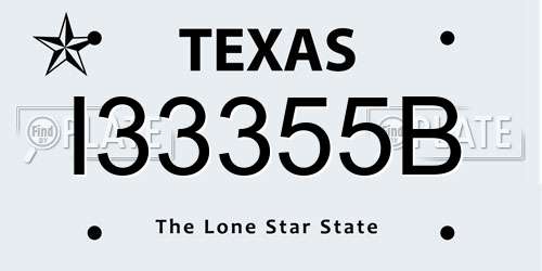 I33355B Texas License Plate
