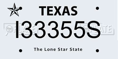 I33355S Texas License Plate
