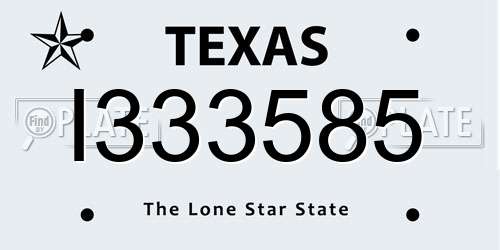 I333585 Texas License Plate