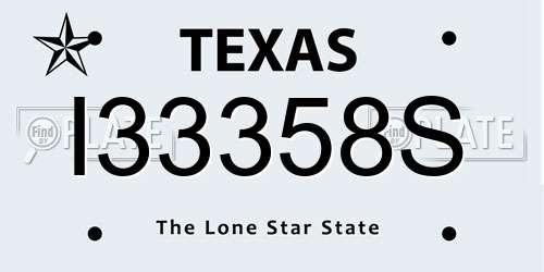 I33358S Texas License Plate