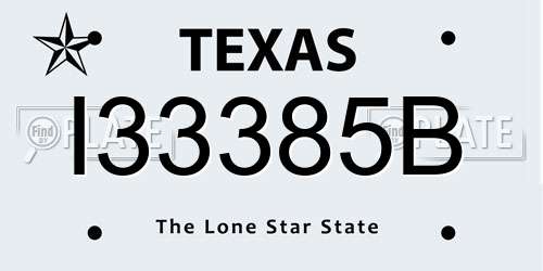 I33385B Texas License Plate