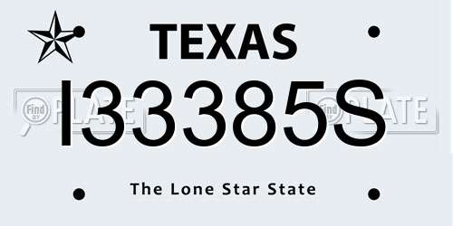I33385S Texas License Plate