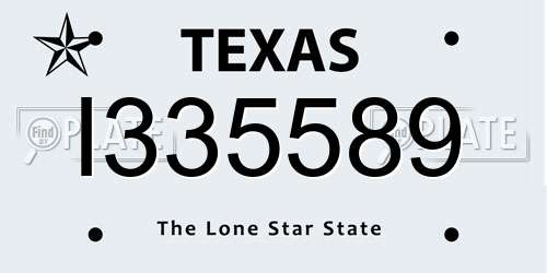 I335589 Texas License Plate