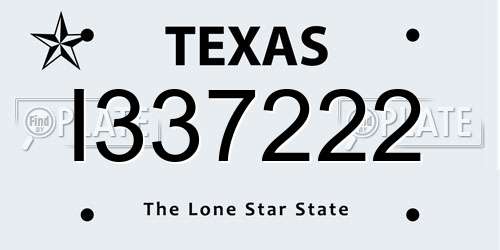 I337222 Texas License Plate