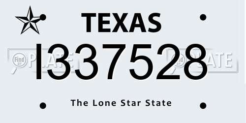 I337528 Texas License Plate
