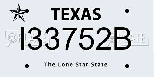 I33752B Texas License Plate