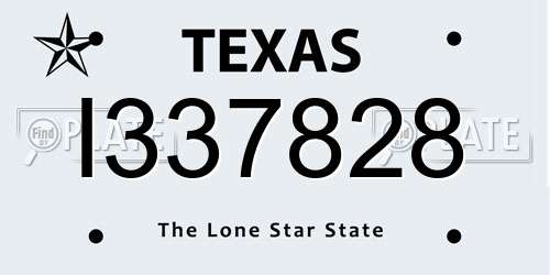I337828 Texas License Plate