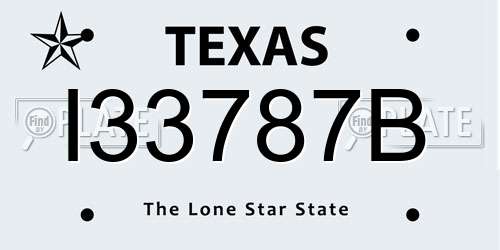 I33787B Texas License Plate