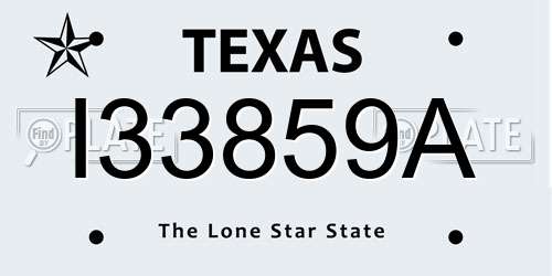 I33859A Texas License Plate