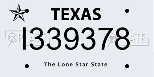 I339378 Texas License Plate