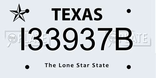 I33937B Texas License Plate