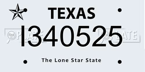 I340525 Texas License Plate