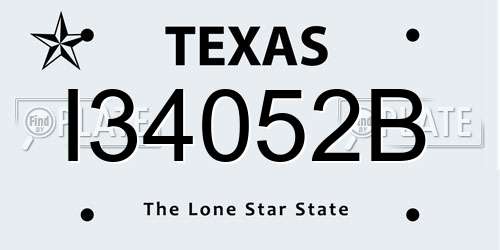 I34052B Texas License Plate