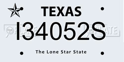 I34052S Texas License Plate