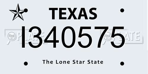 I340575 Texas License Plate