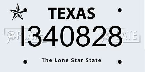 I340828 Texas License Plate