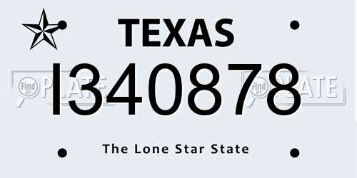 I340878 Texas License Plate