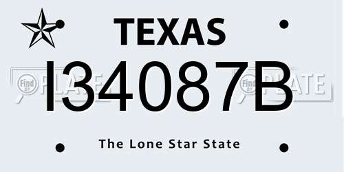 I34087B Texas License Plate
