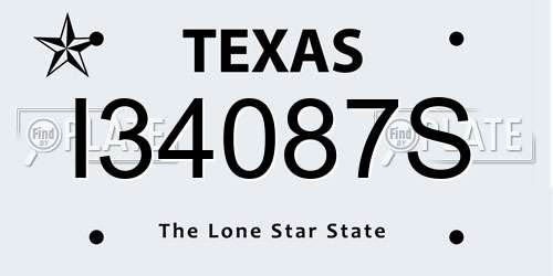 I34087S Texas License Plate