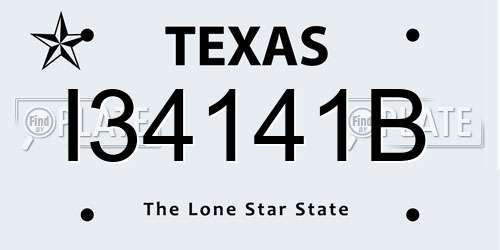 I34141B Texas License Plate