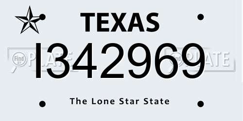 I342969 Texas License Plate