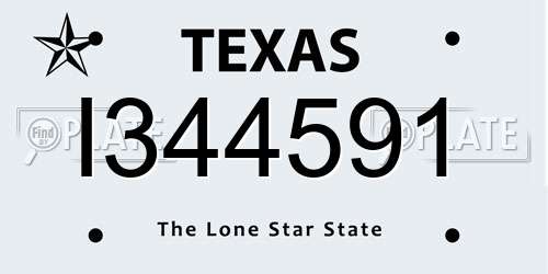 I344591 Texas License Plate