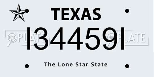 I34459I Texas License Plate