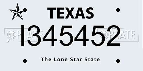 I345452 Texas License Plate