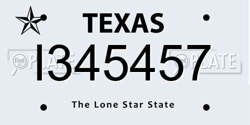I345457 Texas License Plate