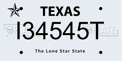 I34545T Texas License Plate