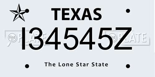 I34545Z Texas License Plate