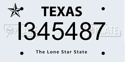 I345487 Texas License Plate