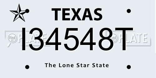 I34548T Texas License Plate