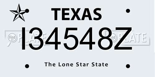 I34548Z Texas License Plate